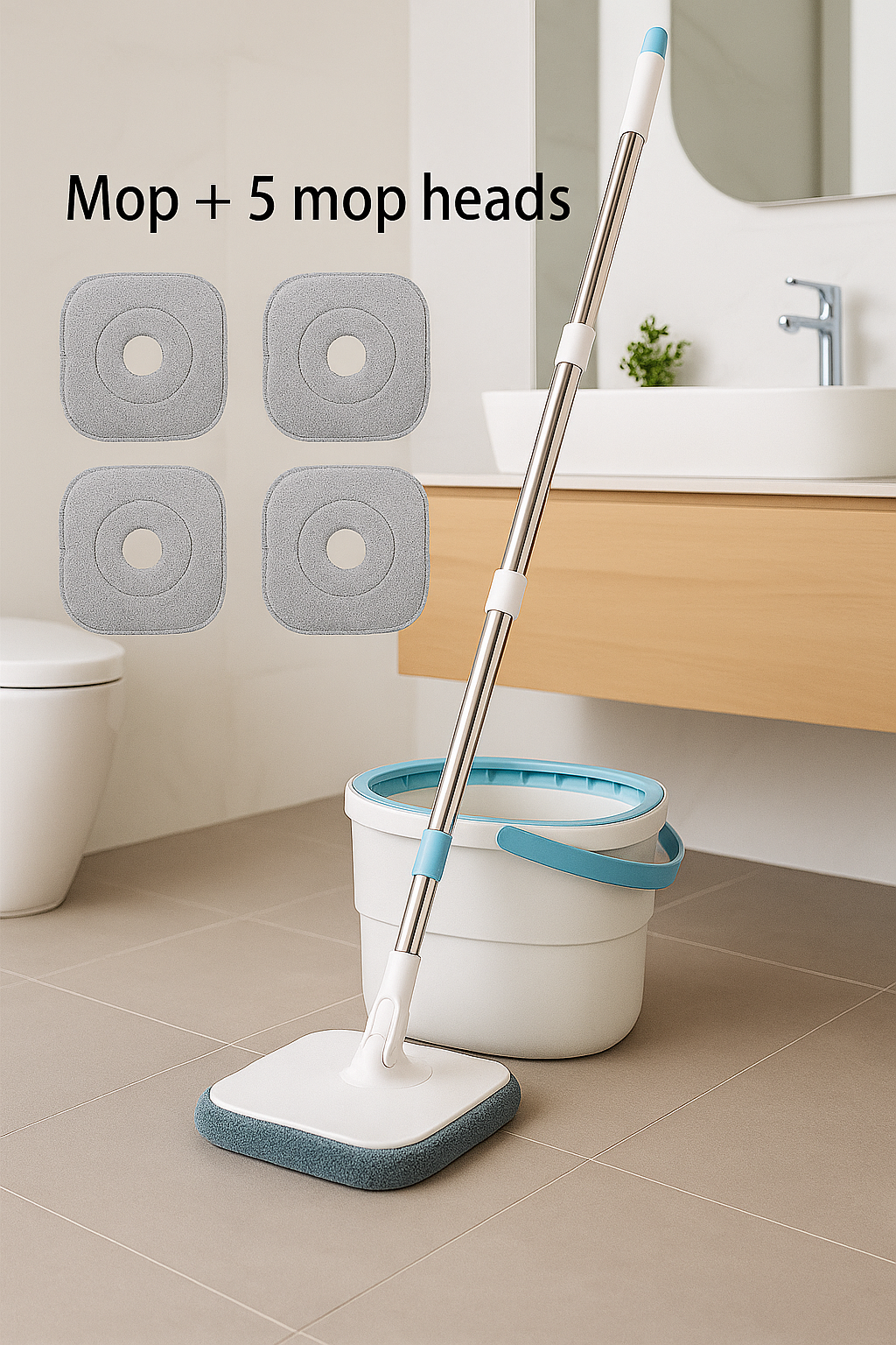 Self-Wringing Smart Mop + 5 Extra Pads