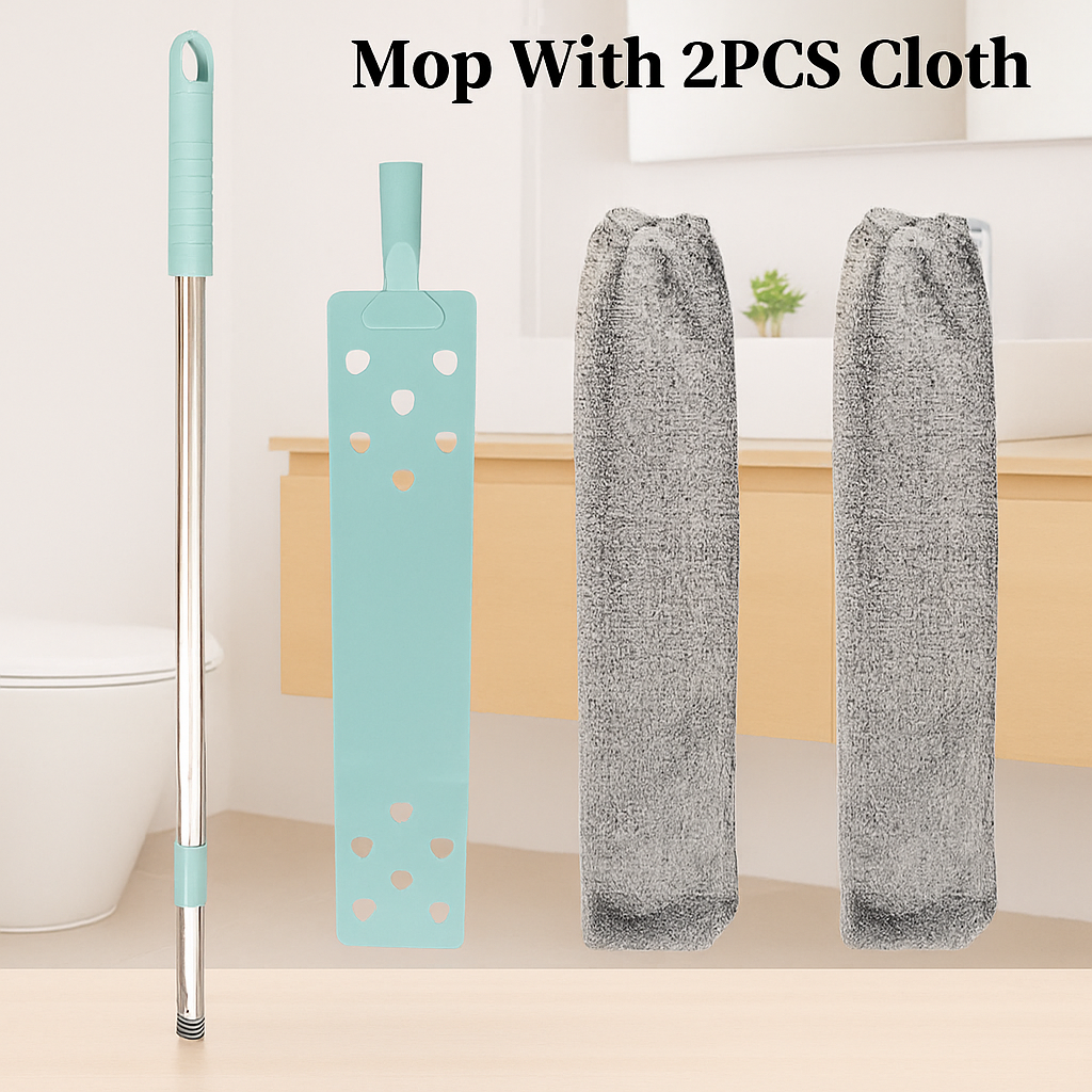 Flat Mop with 2 Reusable Microfiber Pads